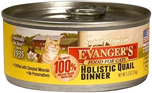 Evanger's Super Premium Holistic Quail Dinner Canned Cat Food - 5.5 Oz - Case of 24