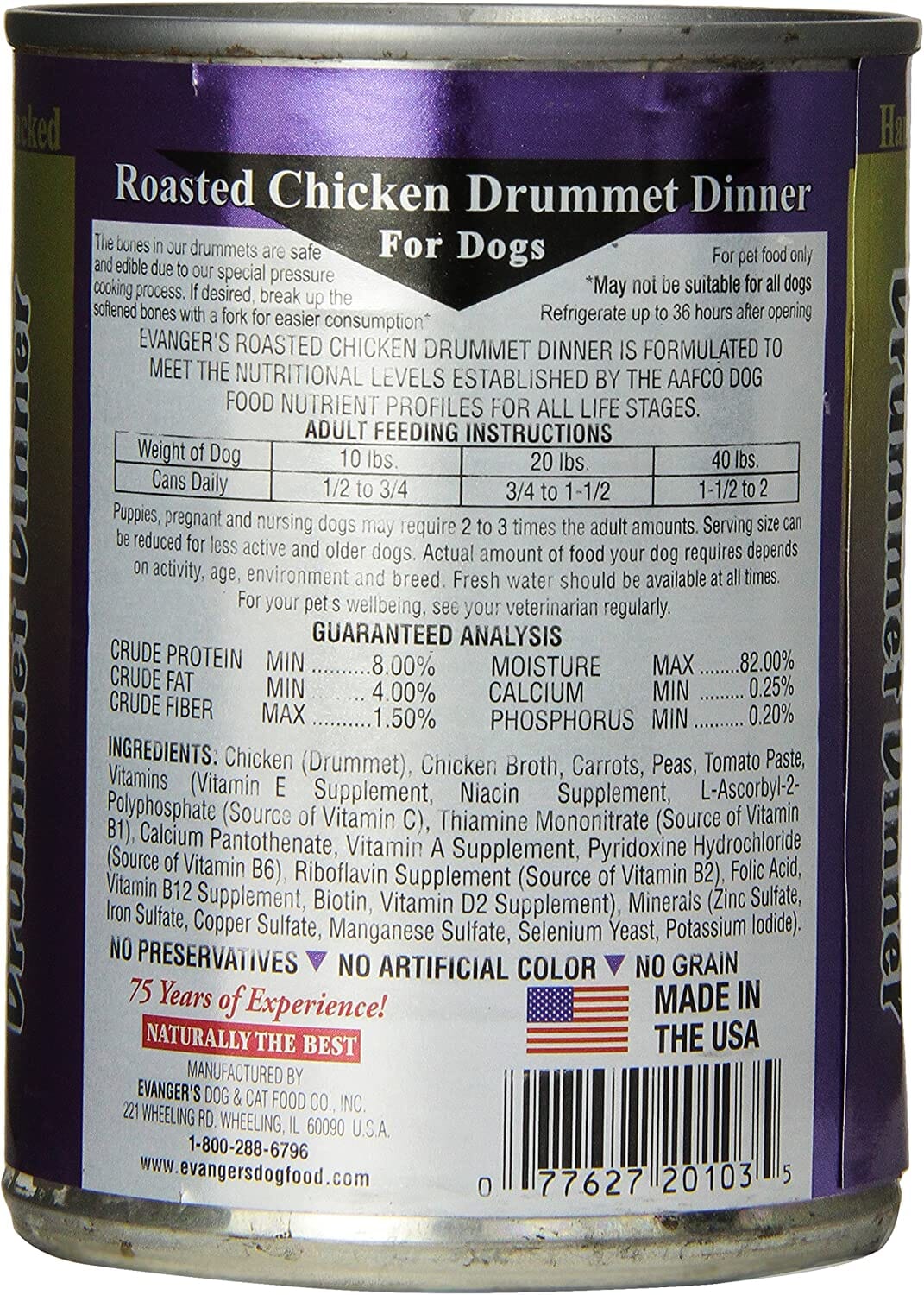 Evanger's Super Premium Roasted Chicken Drummet Dinner Canned Dog Food - 12 Oz - Case of 12  