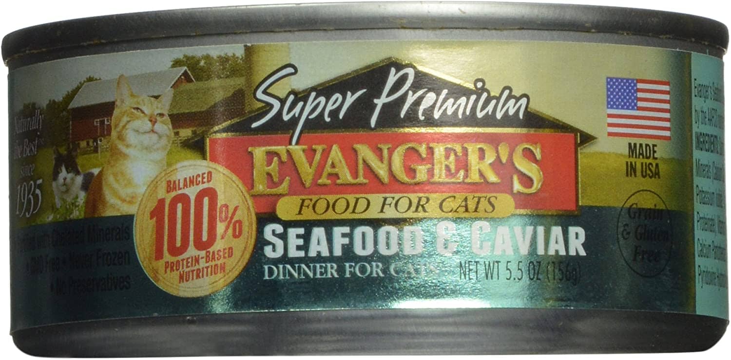 Evanger's Super Premium Seafood & Caviar Dinner Canned Cat Food - 5.5 Oz - Case of 24  