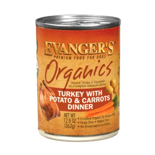 Evanger's Turkey with Potatos & Carrots Organics Canned Dog Food - 13 oz Cans - Case of 12  