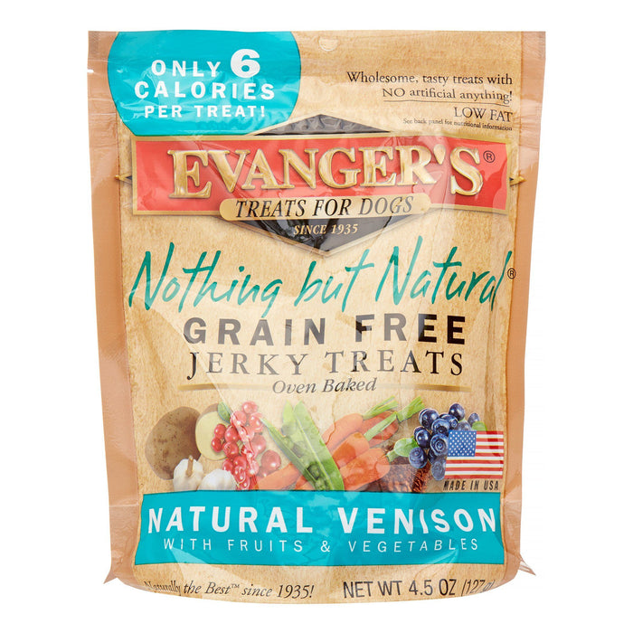 Evanger's Venison Natural Jerky Treats - 4.5 oz Bag