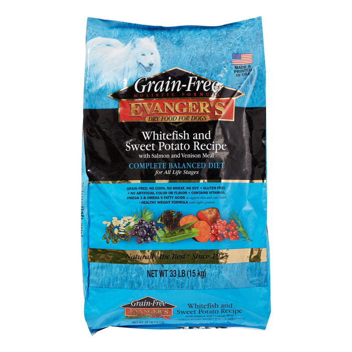 Evanger's Whitefish Sweet Potato & Venison Grain Free Dry Dog Food - 33 lb Bag