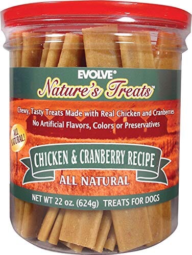 Evolve Nature's Jerky Treats for Dogs Soft and Chewy Dog Treats - Chicken and Cranberry - 22 Oz  