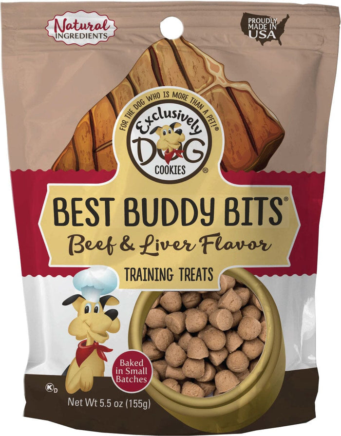Exclusively Dog Best Buddy Bits Training Dog Biscuits Treats - Beef and Liver - 5.5 Oz