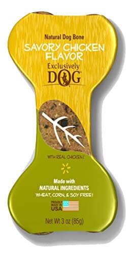 Exclusively Dog Jumbo Crunchy Bones Dog Biscuits Treats - Chicken - 3 Oz - 12 Pack
