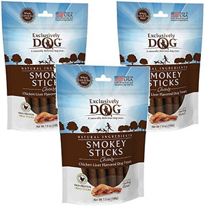 Exclusively Dog Meat Treats Chewy Smokey Sticks Soft and Chewy Dog Treats - Chicken Liv...