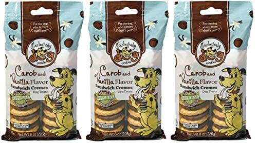 Exclusively Dog Sandwich Creme Cookies Dog Biscuits Treats - Carob and Vanilla - 8 Oz  