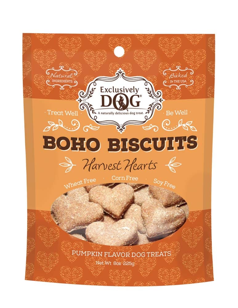 Exclusively Pet Boho Biscuits Harvest Hearts Pumpkin Flavor Dog Treats - 8 Oz  