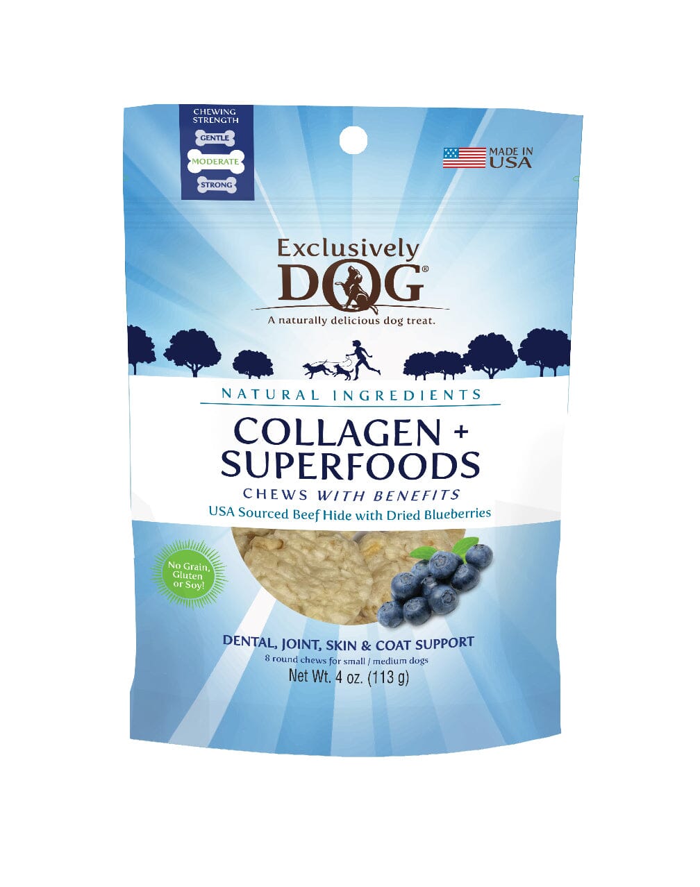 Exclusively Pet Collagen & Superfoods Chews w/Benefits - Blueberry - 4 Oz  