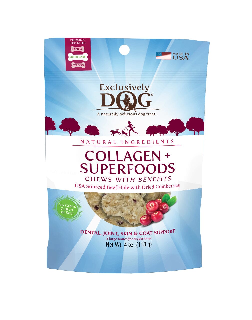 Exclusively Pet Collagen & Superfoods Chews w/Benefits - Cranberry - 4 Oz  