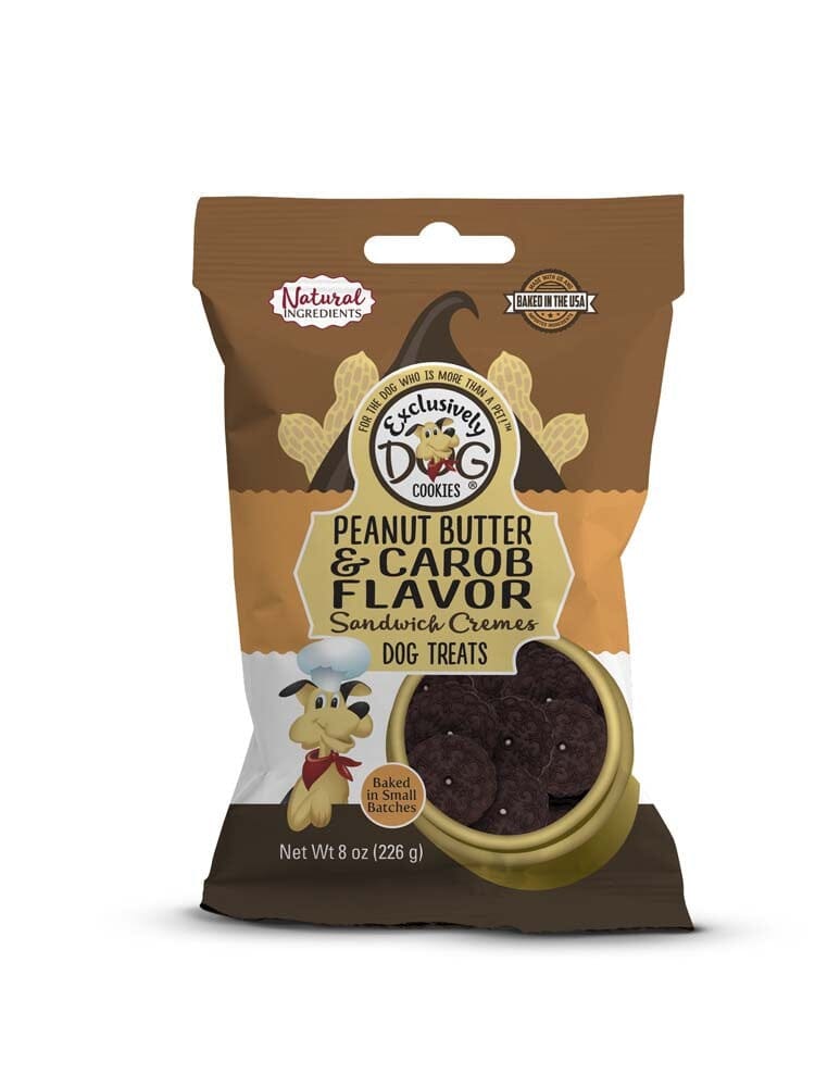 Exclusively Pet Peanut Butter & Carob Flavor Sandwich Cremes Dog Treats - 8 Oz  