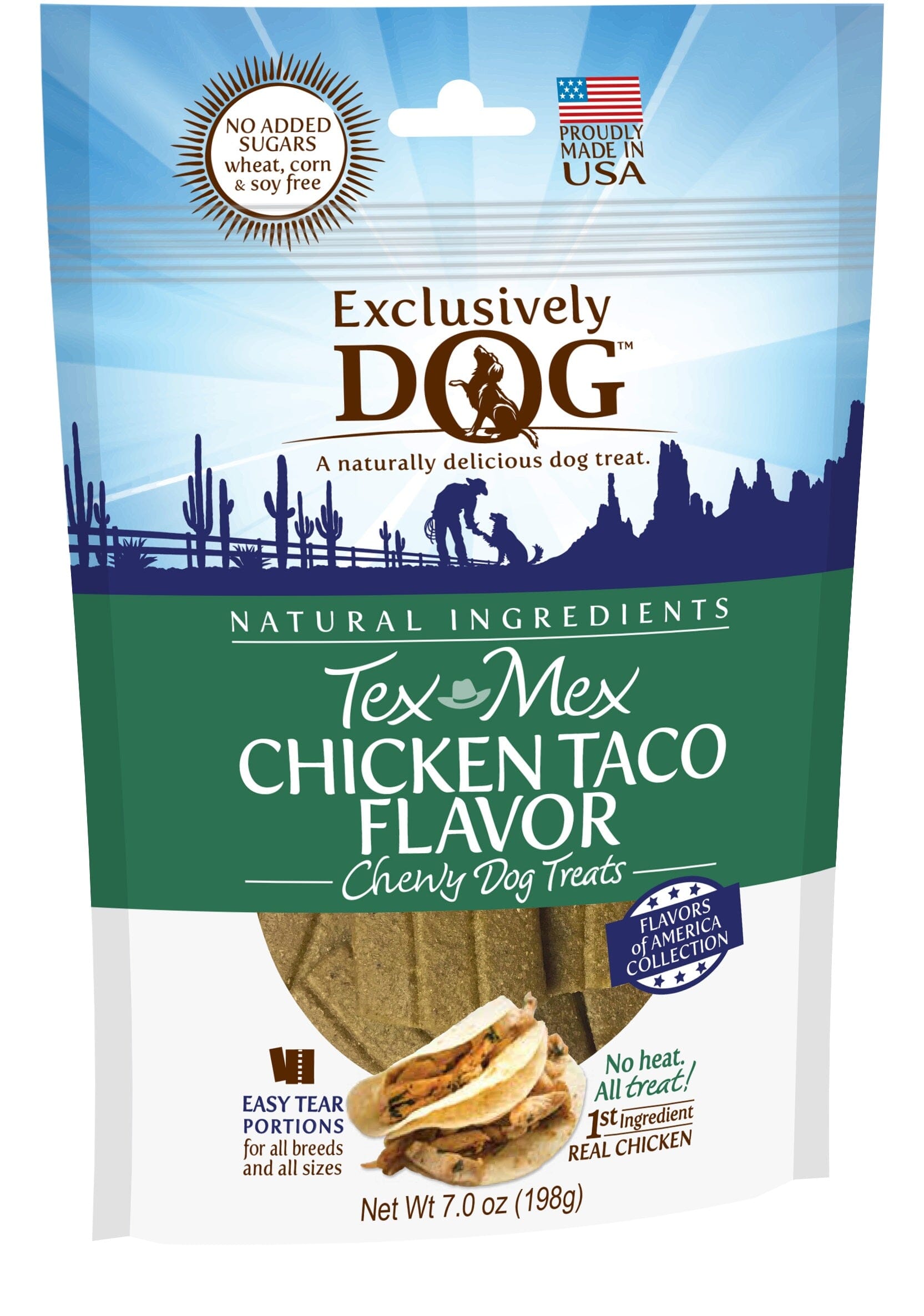 Exclusively Pet Tex Mex Chicken Taco Flavor Dog Treats - 7 Oz  