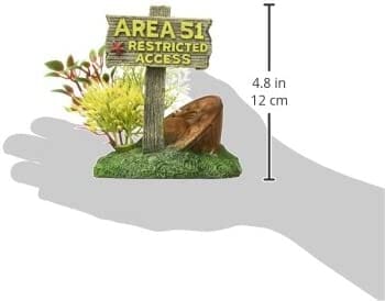 Exotic Environments Area 51 Sign With Ufo Resin Aquatics Decoration - Multi - Small  