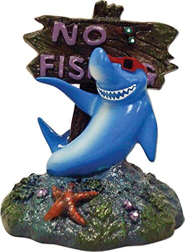 Exotic Environments Cool Shark No Fishing Sign Resin Aquatics Decoration  