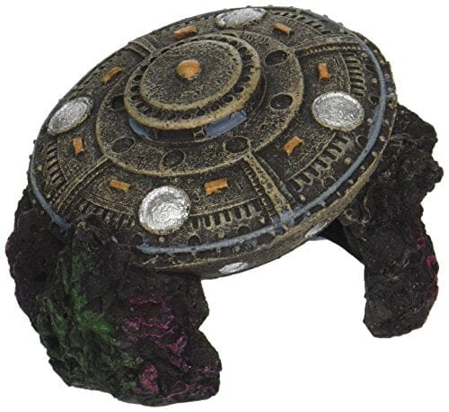 Exotic Environments Crashed Ufo with Cave Resin Aquatics Decoration - Gray  