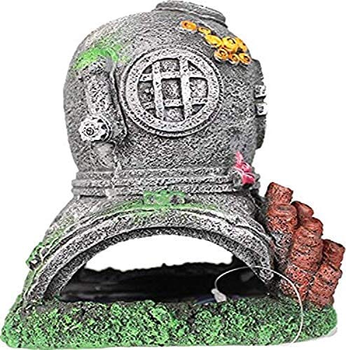 Exotic Environments Diver'S Helmet Resin Aquatics Decoration - Gray - Small  