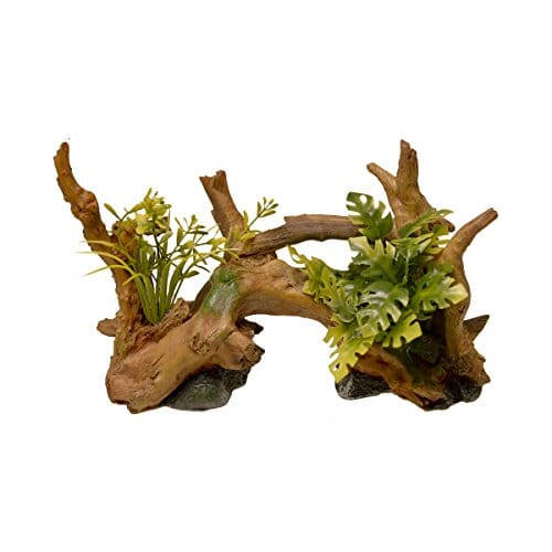 Exotic Environments Driftwood Centerpiece & Plants Resin Aquatics Decoration - Green/Brown - Medium  