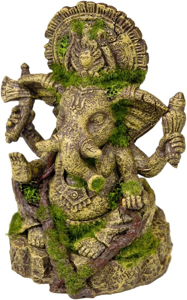 Exotic Environments Ganesha Statue with Moss Resin Aquatics Decoration - Medium  