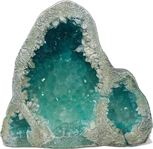 Exotic Environments Glow In The Dark Geode Stone Resin Aquatics Decoration - Blue - Small  