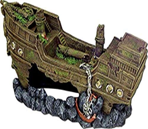 Exotic Environments Jumbo Shipwreck Resin Aquatics Decoration - Gray - Jumbo  