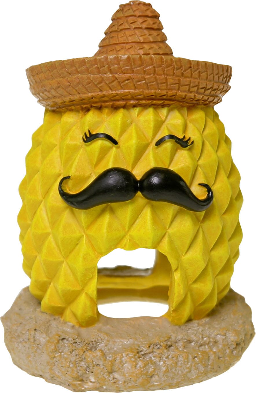 Exotic Environments Pineapple Sombrero Resin Aquatics Decoration - Yellow - Small  