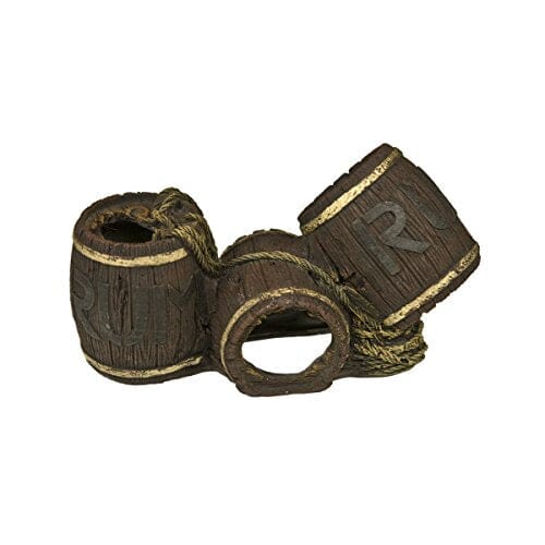 Exotic Environments Rum Barrel Swim Through Resin Aquatics Decoration - Brown - Small  