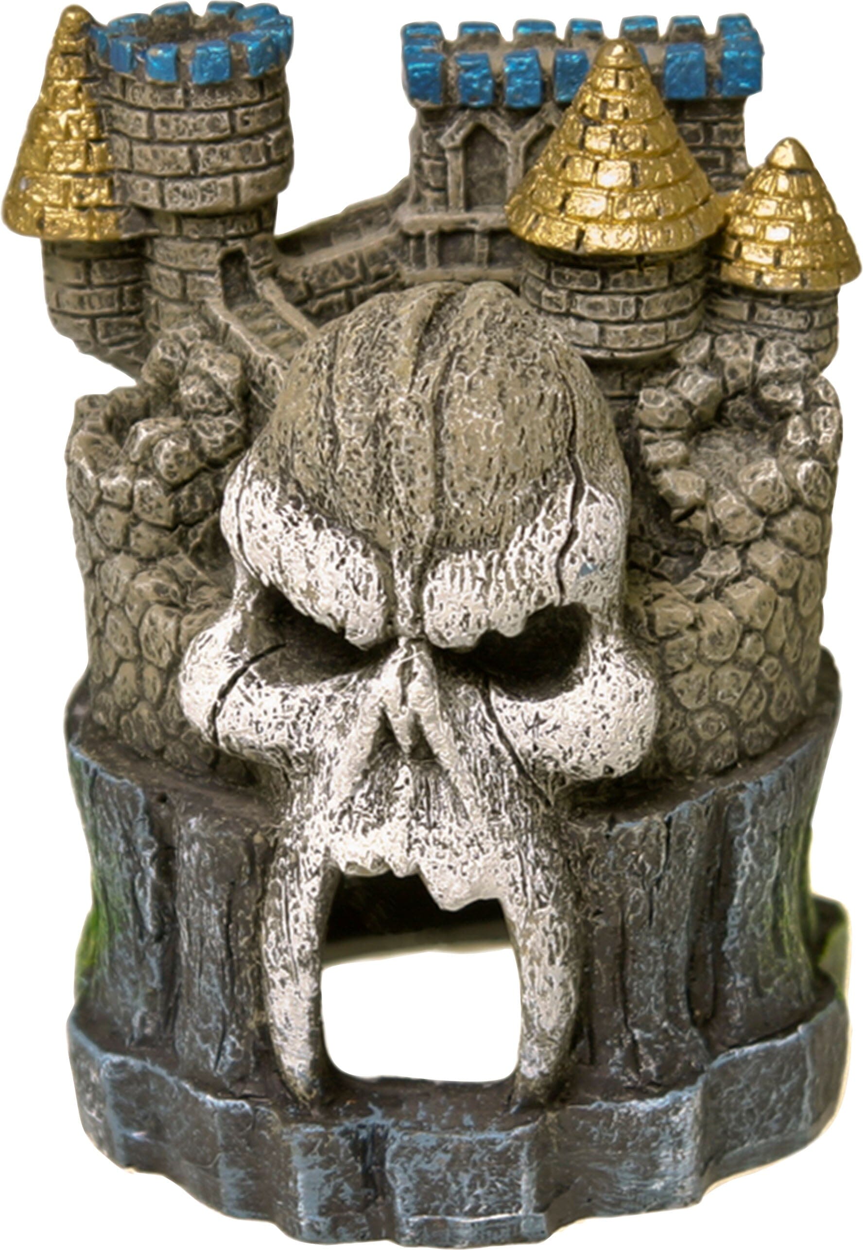 Exotic Environments Skull Castle Resin Aquatics Decoration - Blue/Gray - Small  