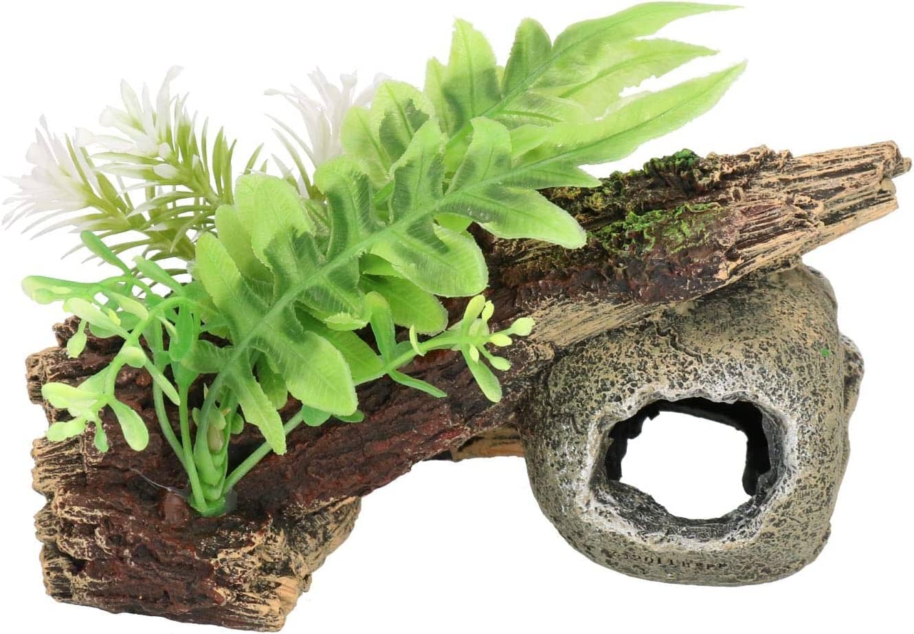 Exotic Environments Skull Hideaway with Plants Resin Aquatics Decoration - Natural - Medium  