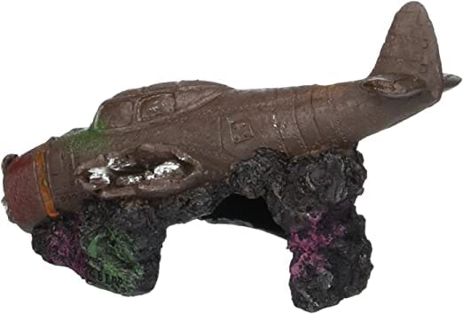 Exotic Environments Sunken Wwii Plane with Cave Resin Aquatics Decoration - Brown