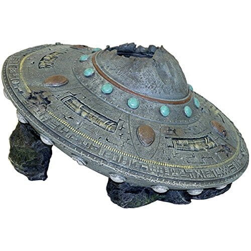 Exotic Environments Ufo Crash Cave Resin Aquatics Decoration - Silver - Jumbo  