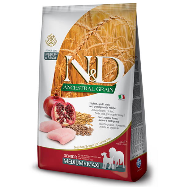 Farmina Ancestral Grain Chicken & Pomegranate Senior Dry Dog Food - 26.4 lb Bag