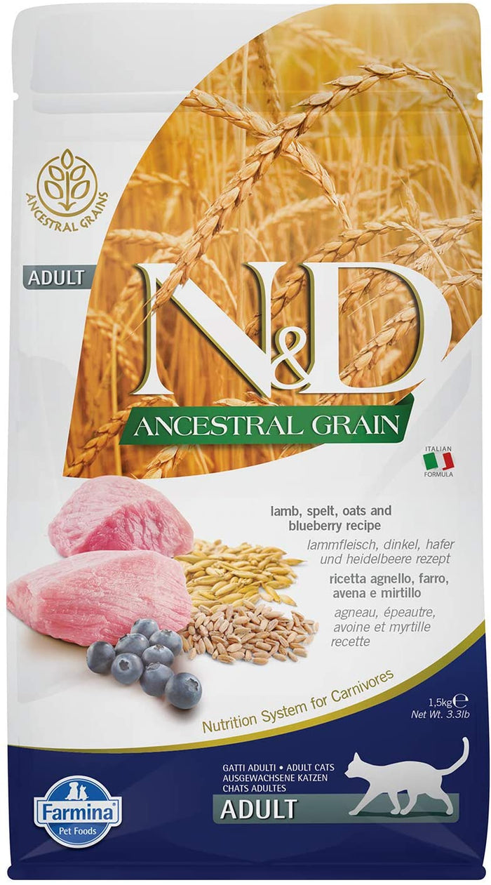 Farmina Ancestral Grain Lamb & Blueberry Dry Cat Food - 3.3 lb Bag