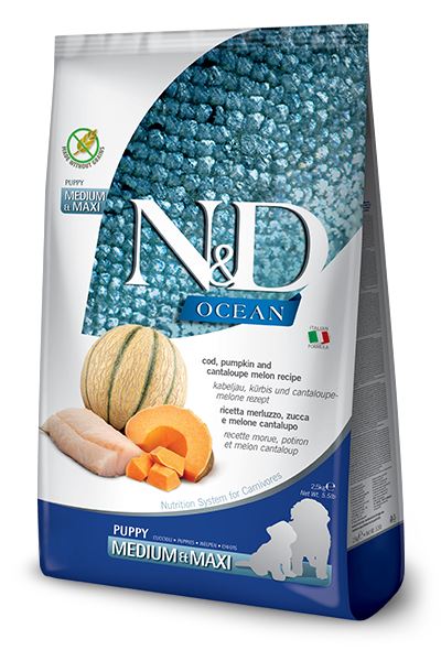 Farmina Grain-Free Pumpkin Ocean Codfish & Cantaloupe Puppy Medium and Maxi Dry Dog Food - 26.4 lb Bag  