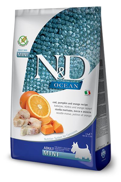 Farmina N&D Grain-Free Ocean Pumpkin Codfish & Cantaloupe Puppy Mini Dry Dog Food - 15....