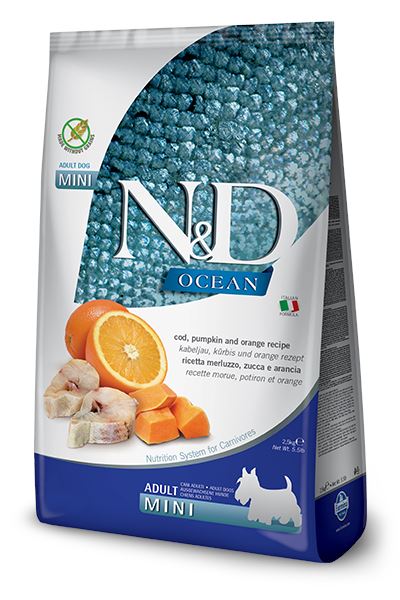 Farmina N&D Grain-Free Ocean Pumpkin Codfish & Cantaloupe Puppy Mini Dry Dog Food - 5.5 lb Bag  