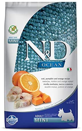 Farmina N&D Grain-Free Ocean Pumpkin Codfish & Orange Adult Mini Dry Dog Food - 5.5 lb Bag  