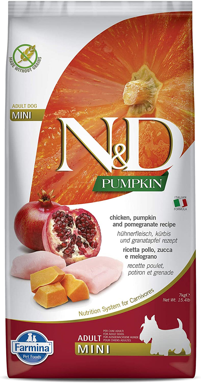 Farmina N&D Grain-Free Pumpkin Chicken & Pomegranate Adult Mini Dry Dog Food - 15.4 lb Bag