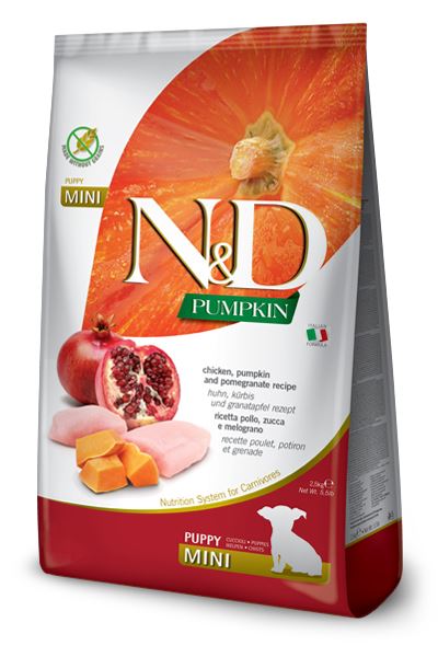 Farmina N&D Grain-Free Pumpkin Chicken & Pomegranate Puppy Mini Dry Dog Food - 15.4 lb Bag  