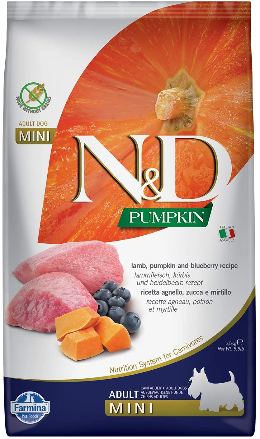 Farmina N&D Grain-Free Pumpkin Lamb & Blueberry Adult Mini Dry Dog Food - 5.5 lb Bag  