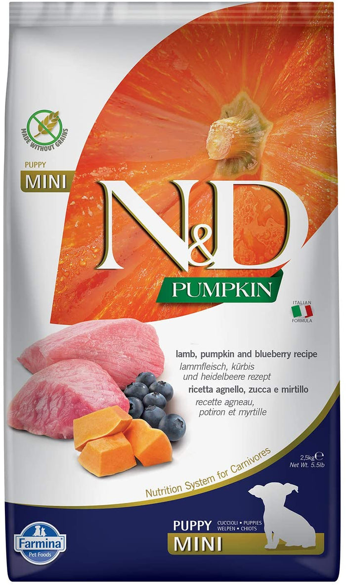 Farmina N&D Grain-Free Pumpkin Lamb & Blueberry Puppy Mini Dry Dog Food - 5.5 lb Bag