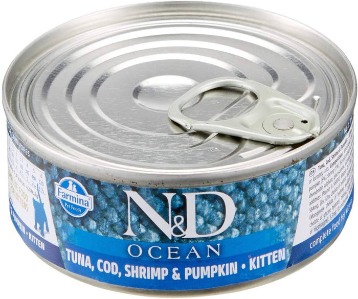 Farmina N&D Ocean Kitten Cod, Shrimp & Pumpkin Canned Cat Food - 2.8 oz - Case of 12