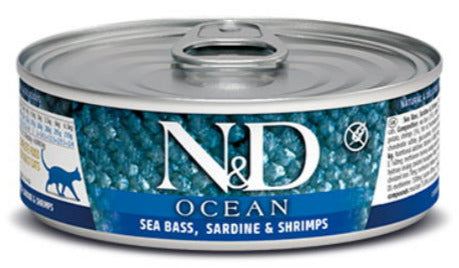 Farmina N&D Ocean Sea Bass, Sardine & Shrimp Canned Cat Food - 2.8 oz - Case of 12  