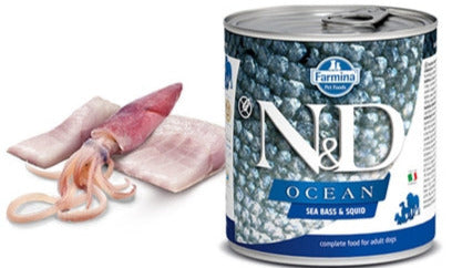 Farmina N&D Ocean Sea Bass & Squid Canned Dog Food - 10 oz - Case of 6