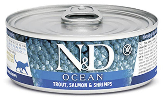 Farmina N&D Ocean Trout, Salmon & Shrimp Canned Cat Food - 2.8 oz - Case of 12  