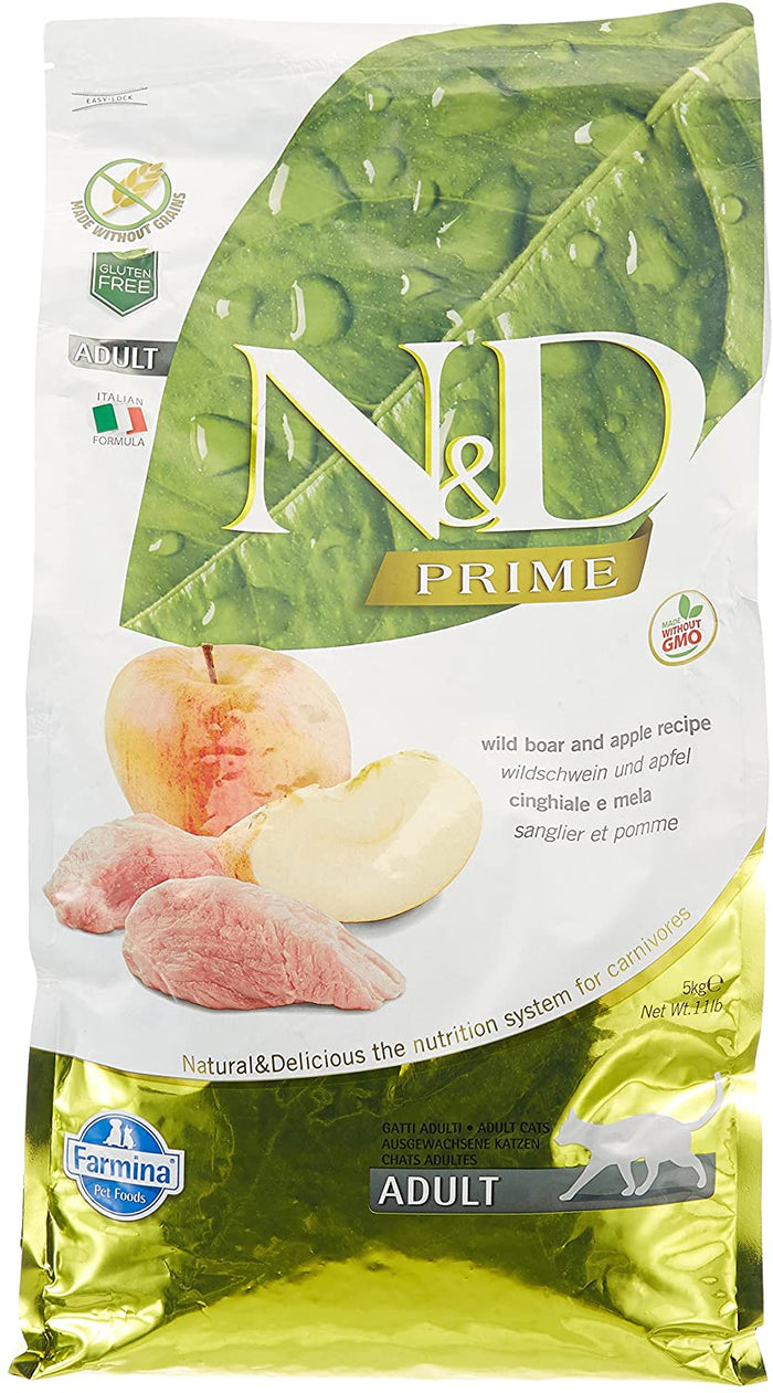 Farmina N&D Prime Boar & Apple Adult Dry Cat Food - 11 lb Bag