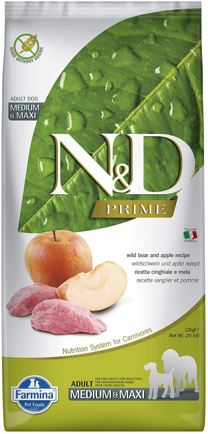Farmina N&D Prime Boar & Apple Adult Medium and Maxi Dry Dog Food - 26.4 lb Bag