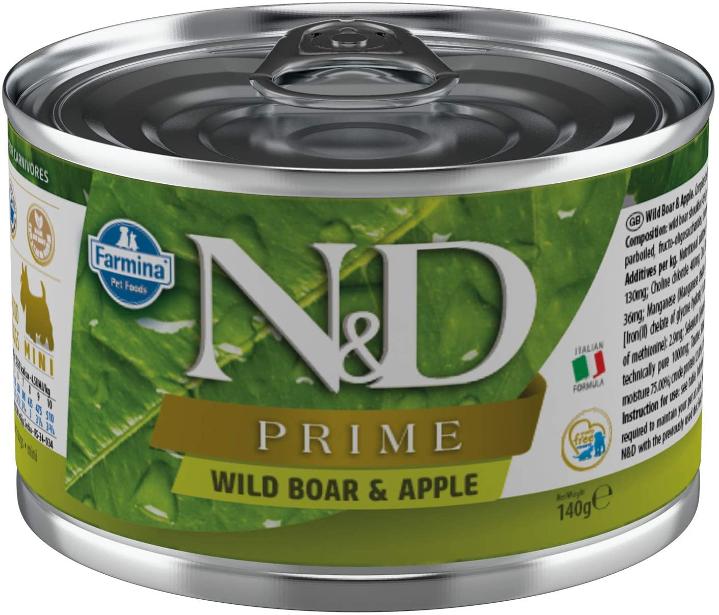 Farmina N&D Prime Boar & Apple Mini Canned Dog Food - 4.9 oz - Case of 6  