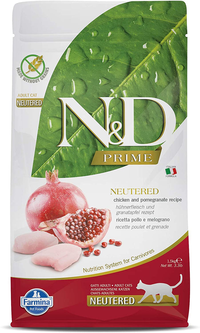Farmina N&D Prime Chicken & Pomegranante Adult Neutered Dry Cat Food - 3.3 lb Bag