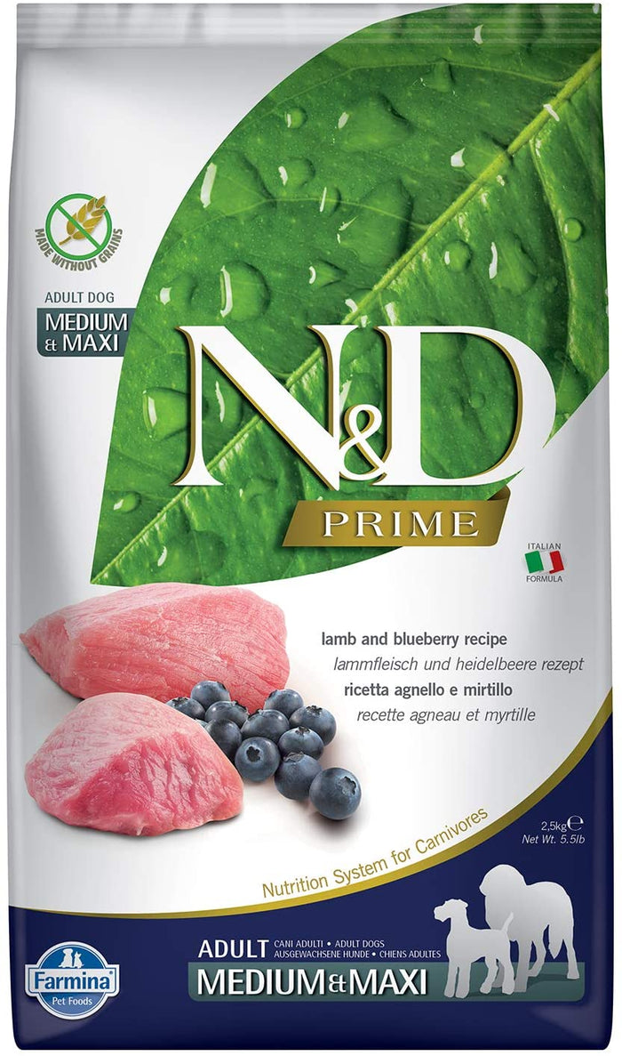 Farmina N&D Prime Lamb & Blueberry Adult Dry Dog Food - 5.5 lb Bag