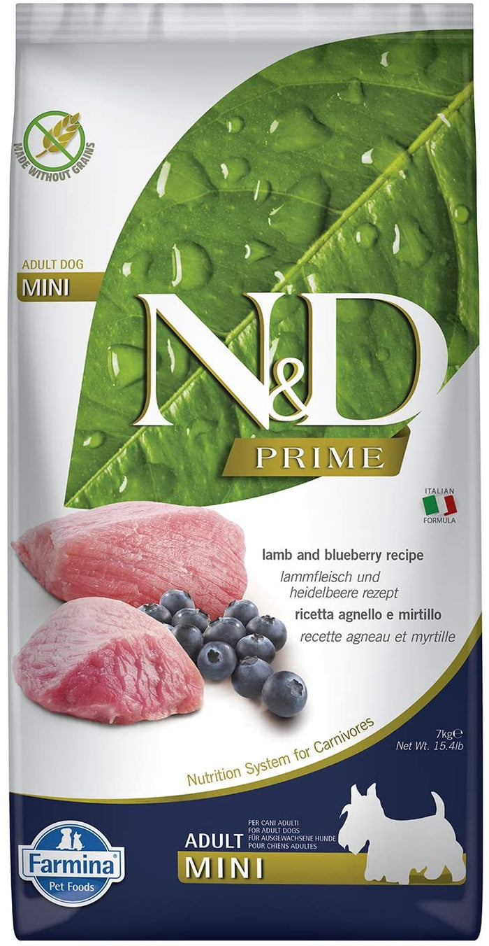 Farmina N&D Prime Lamb & Blueberry Mini Adult Dry Dog Food - 15.4 lb Bag